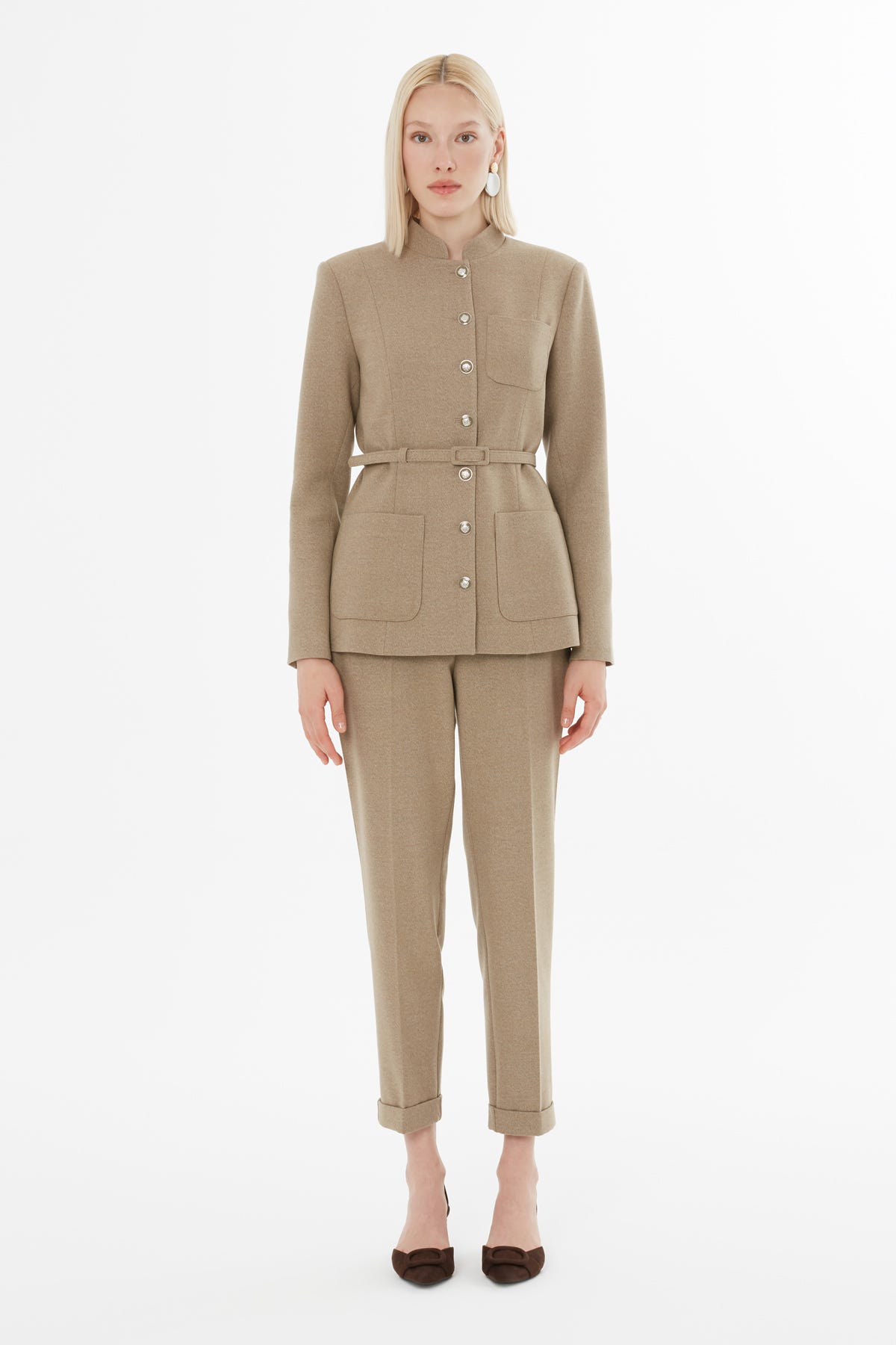 Mono Kapama Cepli Ceket Ve Havuç Pantolon Takım