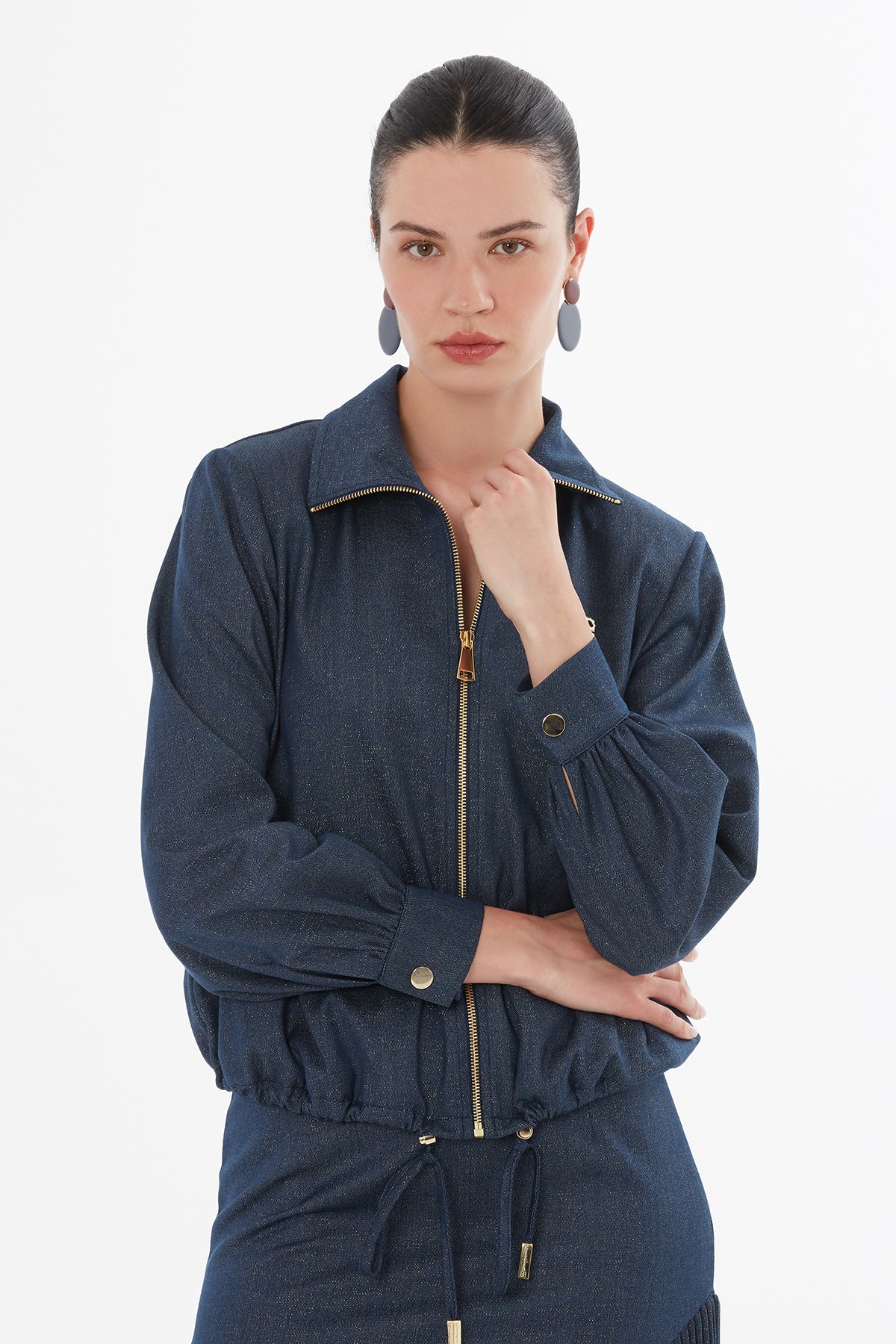 Fermuarlı Hırka Ve Piliseli Uzun Etekli Takım