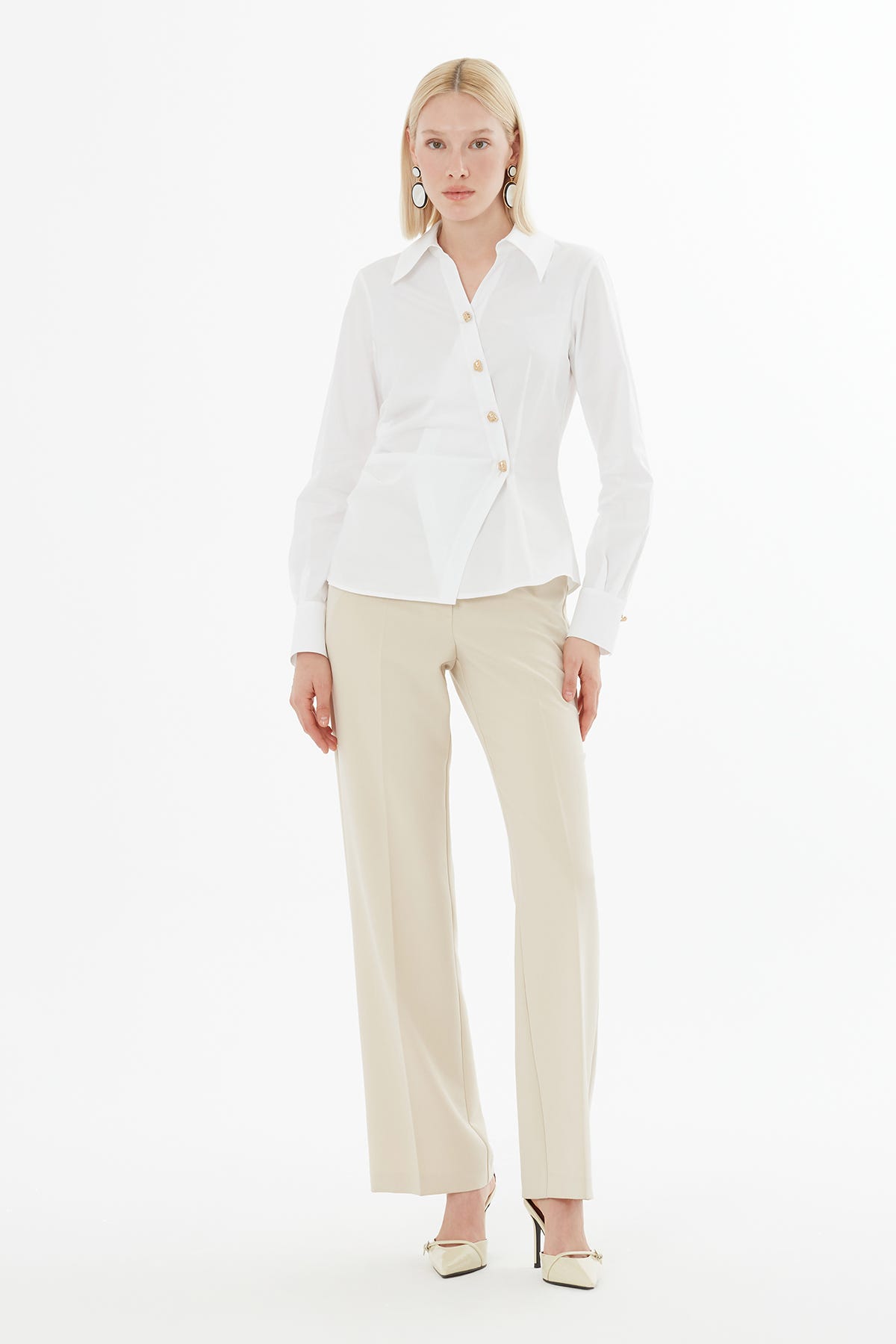 Belden Büzgülü Kruvaze Kapama  Gömlek