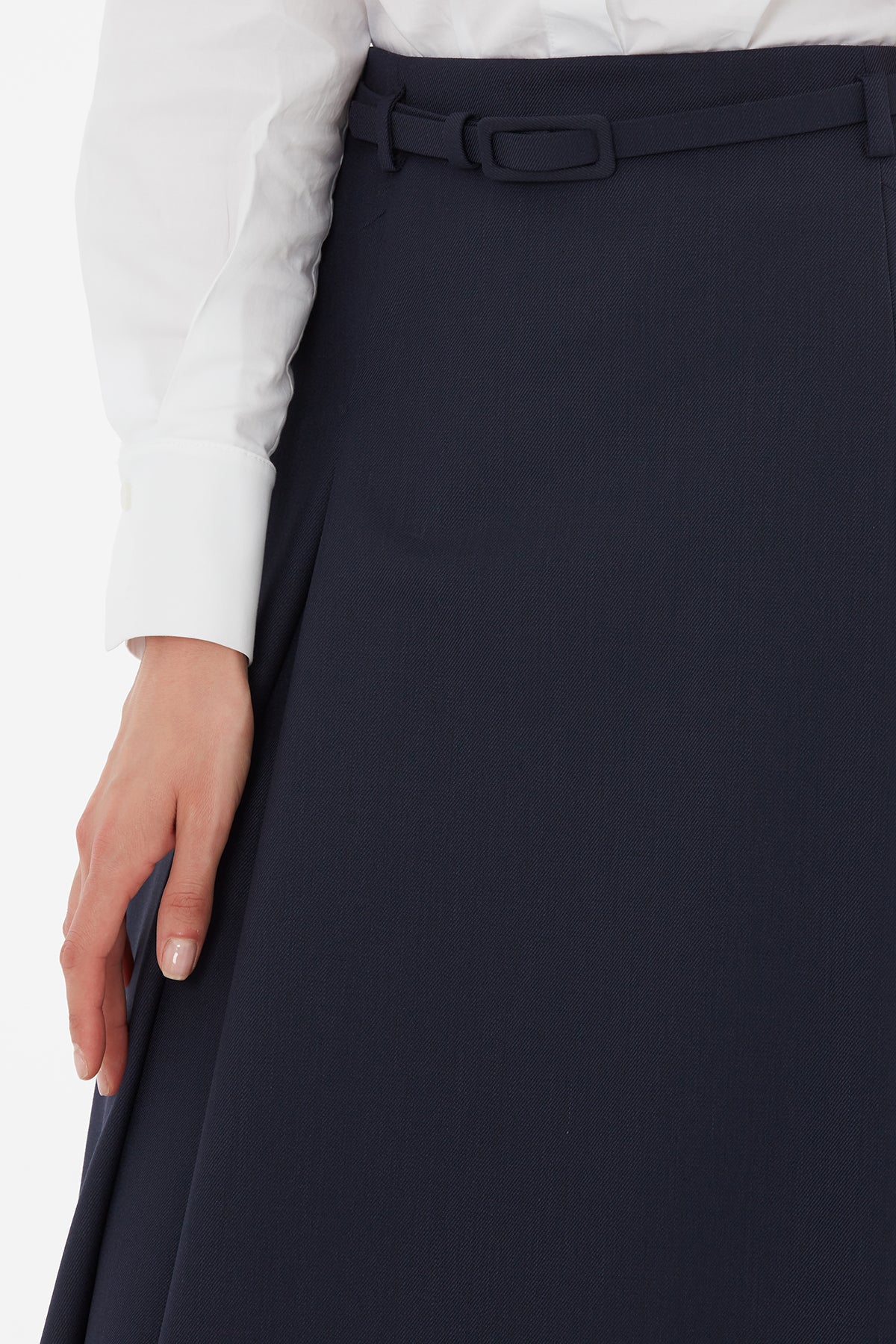 Kemerli Pileli Uzun Etek