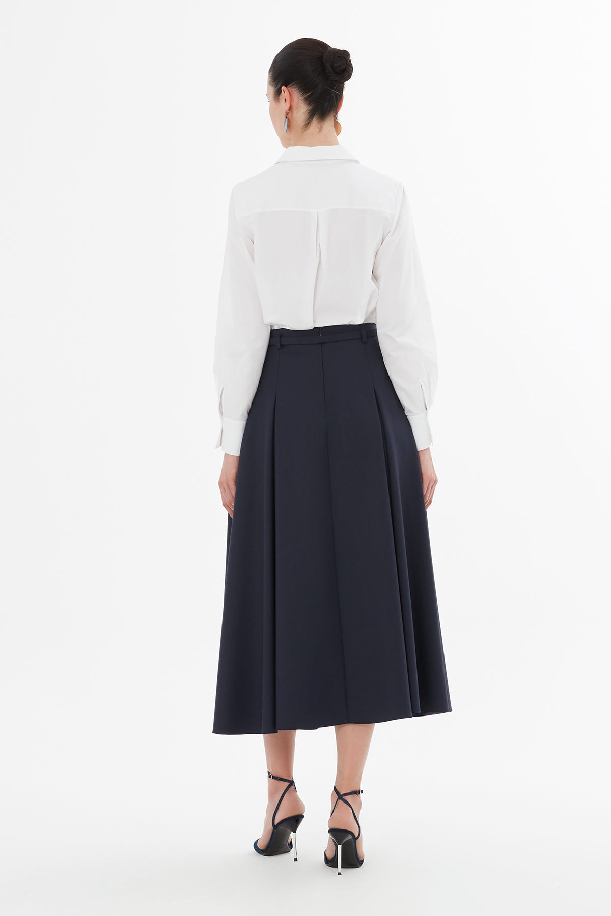 Kemerli Pileli Uzun Etek