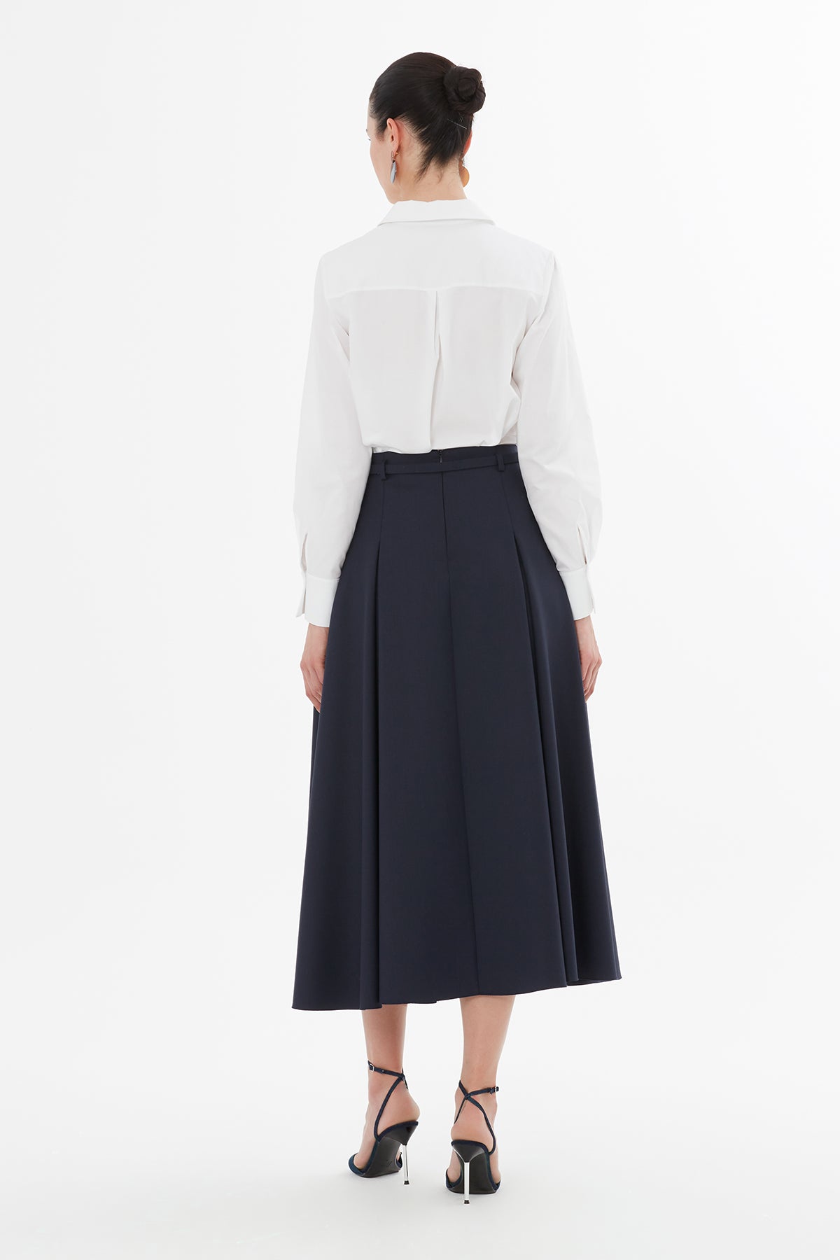 Kemerli Pileli Uzun Etek