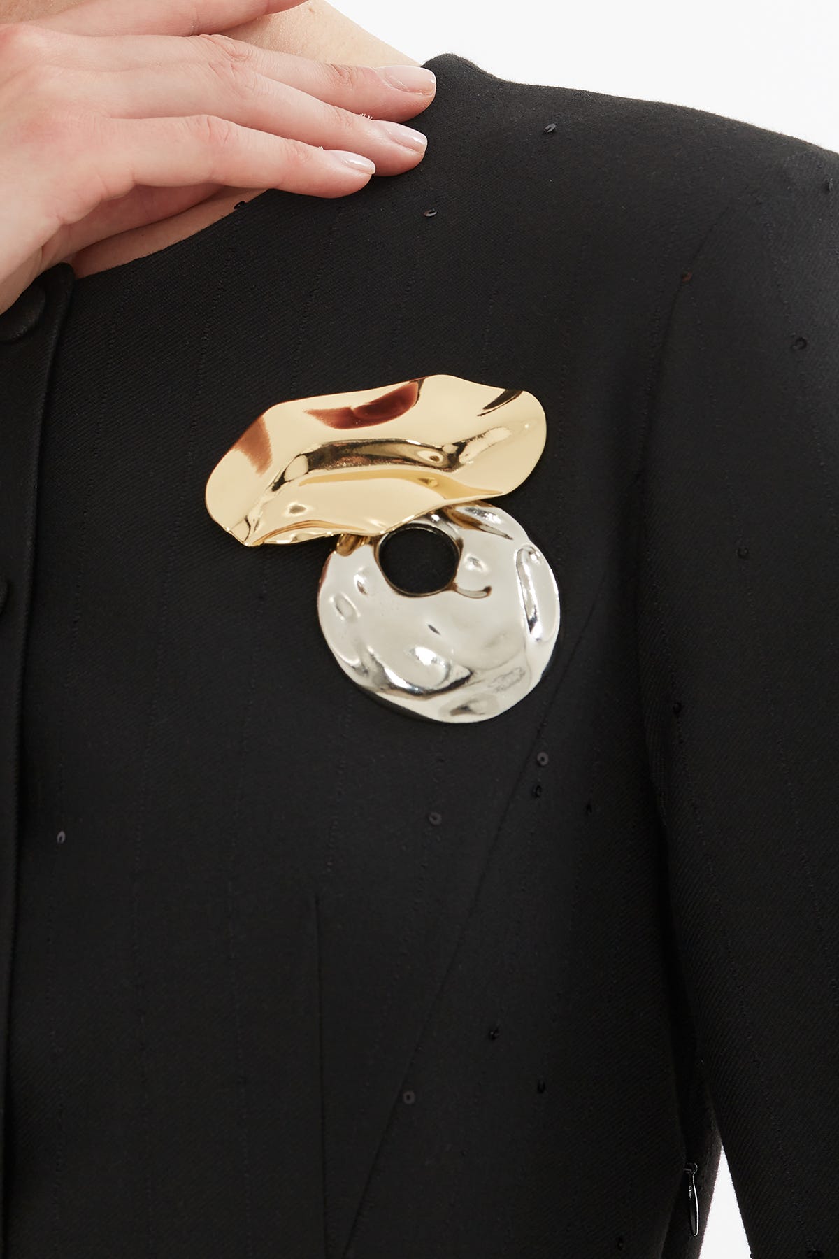 Düğmeli Broşlu Midi Boy Elbise