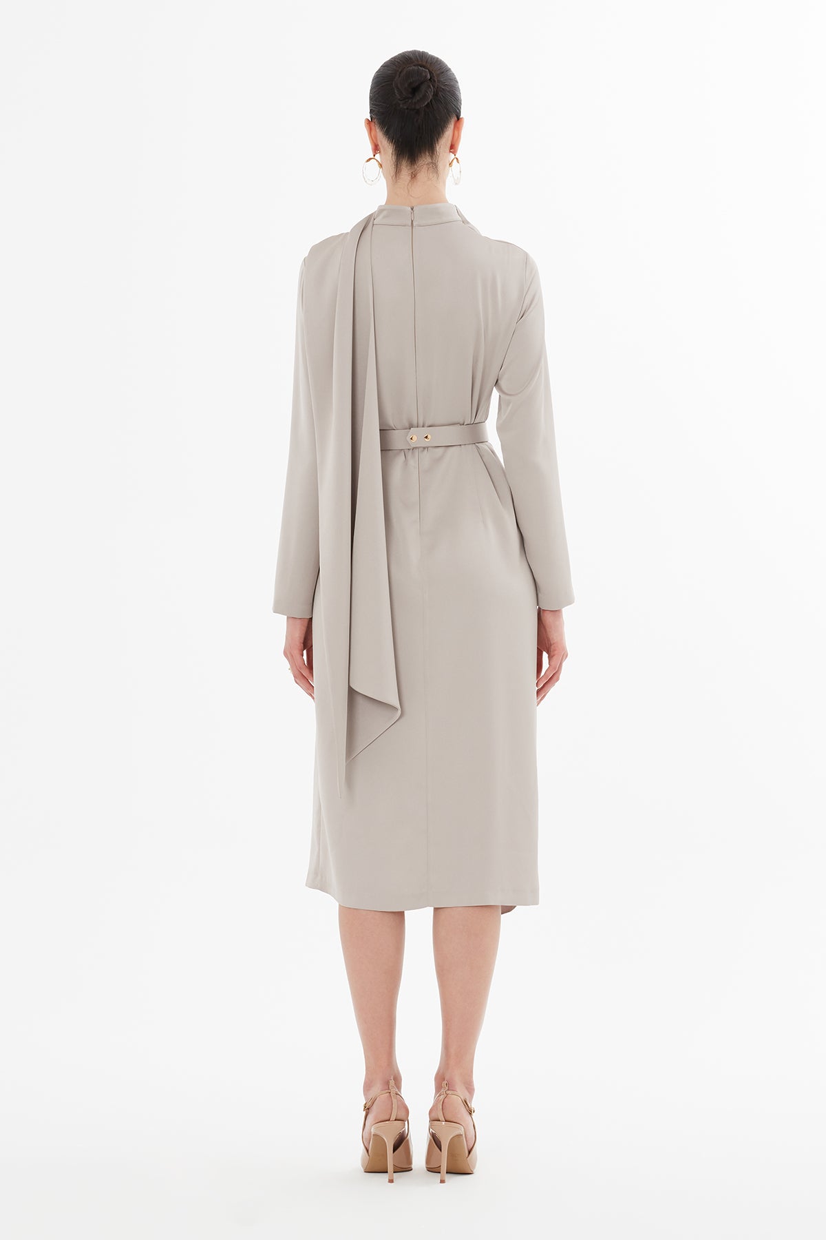 Bolero Görünümlü Kemerli Midi Boy Elbise