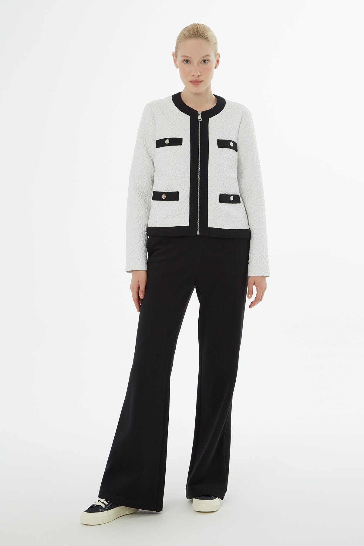 Çiçek Desenli Ceket Beli Lastikli Eşofman Takımı