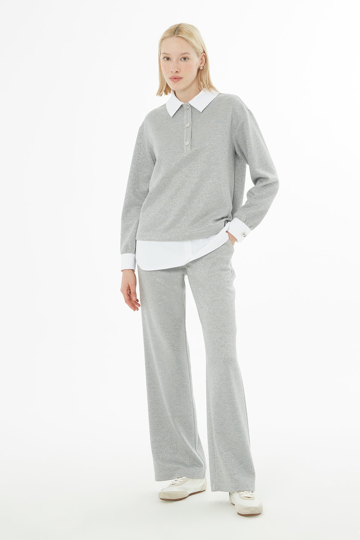 Gömlek Görünümlü  Simli Takım