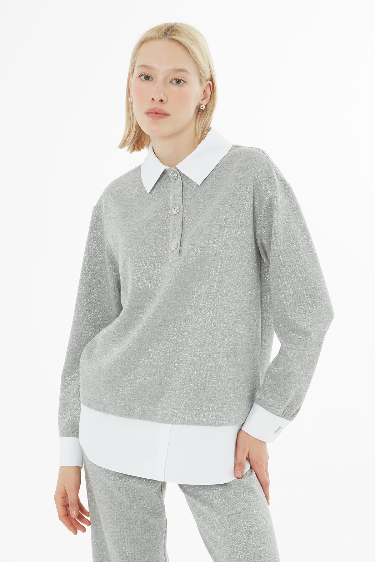 Gömlek Görünümlü  Simli Takım