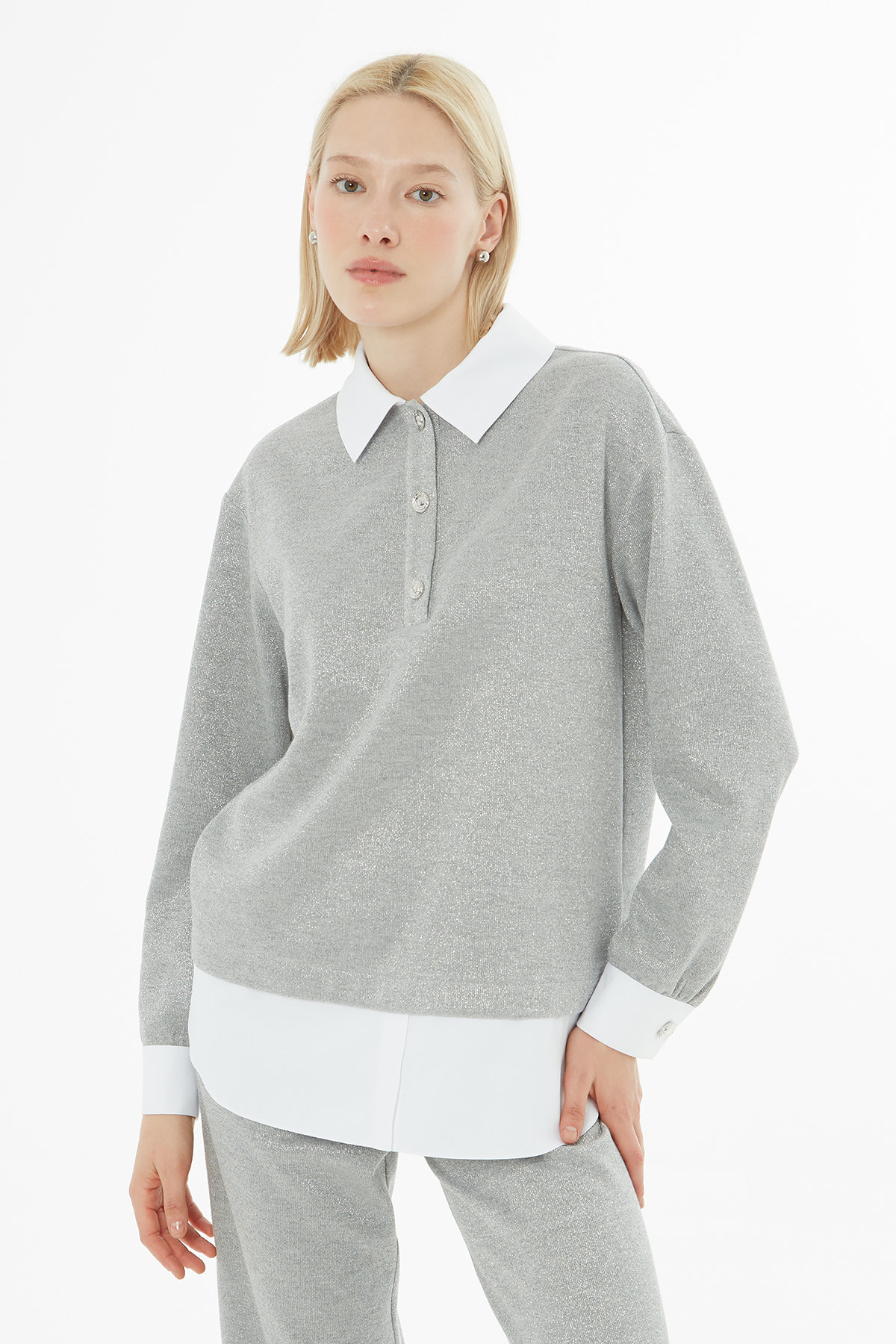 Gömlek Görünümlü  Simli Takım