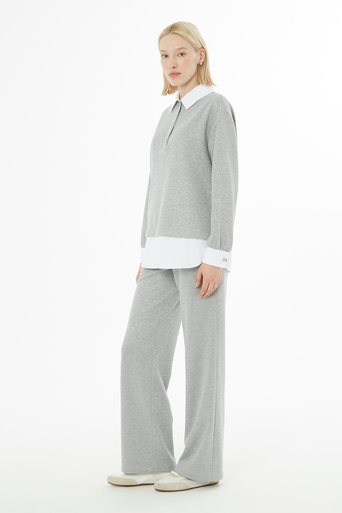 Gömlek Görünümlü  Simli Takım