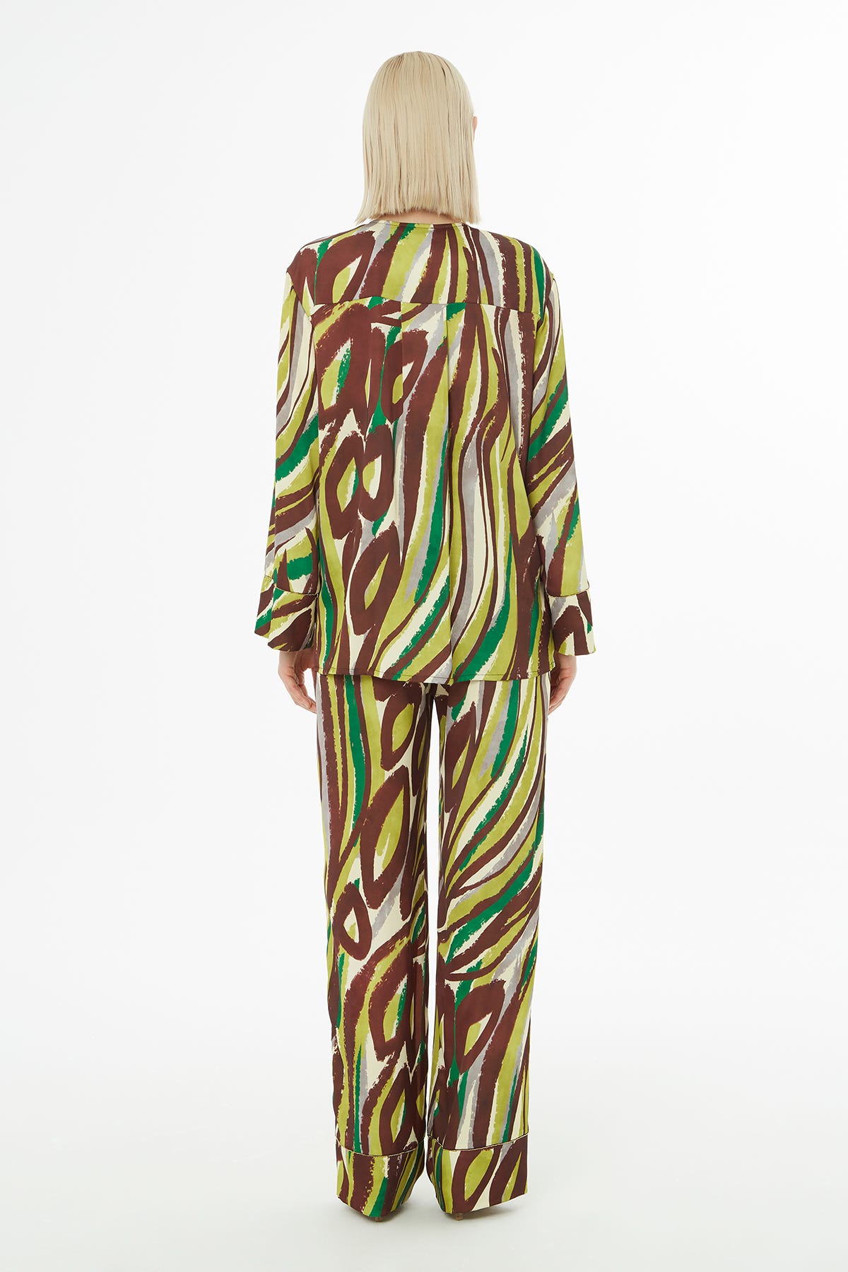 Alloever Desenli Bluz Ve Pantolonlu Takım