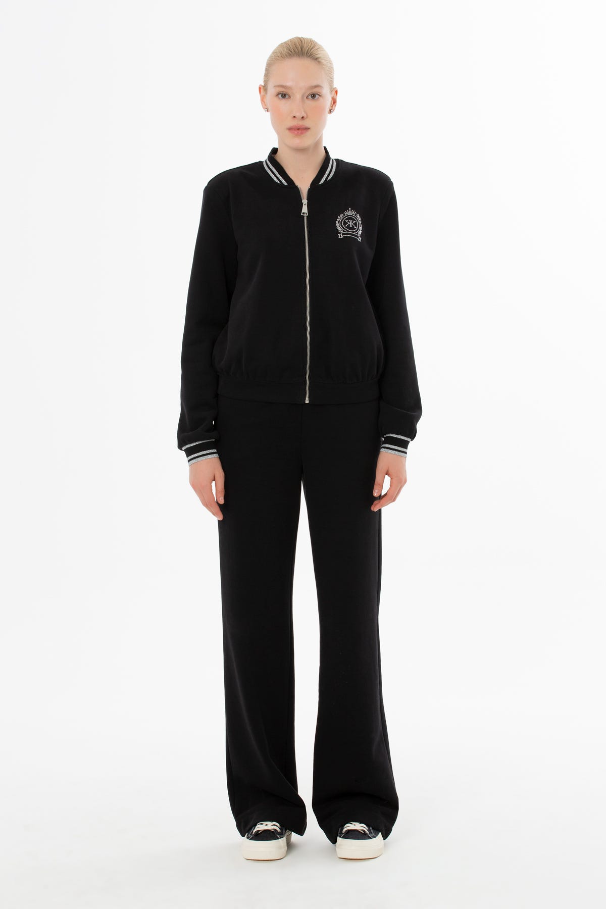 Yakası Trikolu Baskılı Ceket ve Eşofman Takımı