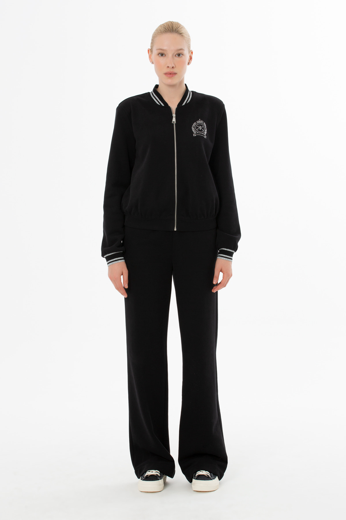 Yakası Trikolu Baskılı Ceket ve Eşofman Takımı