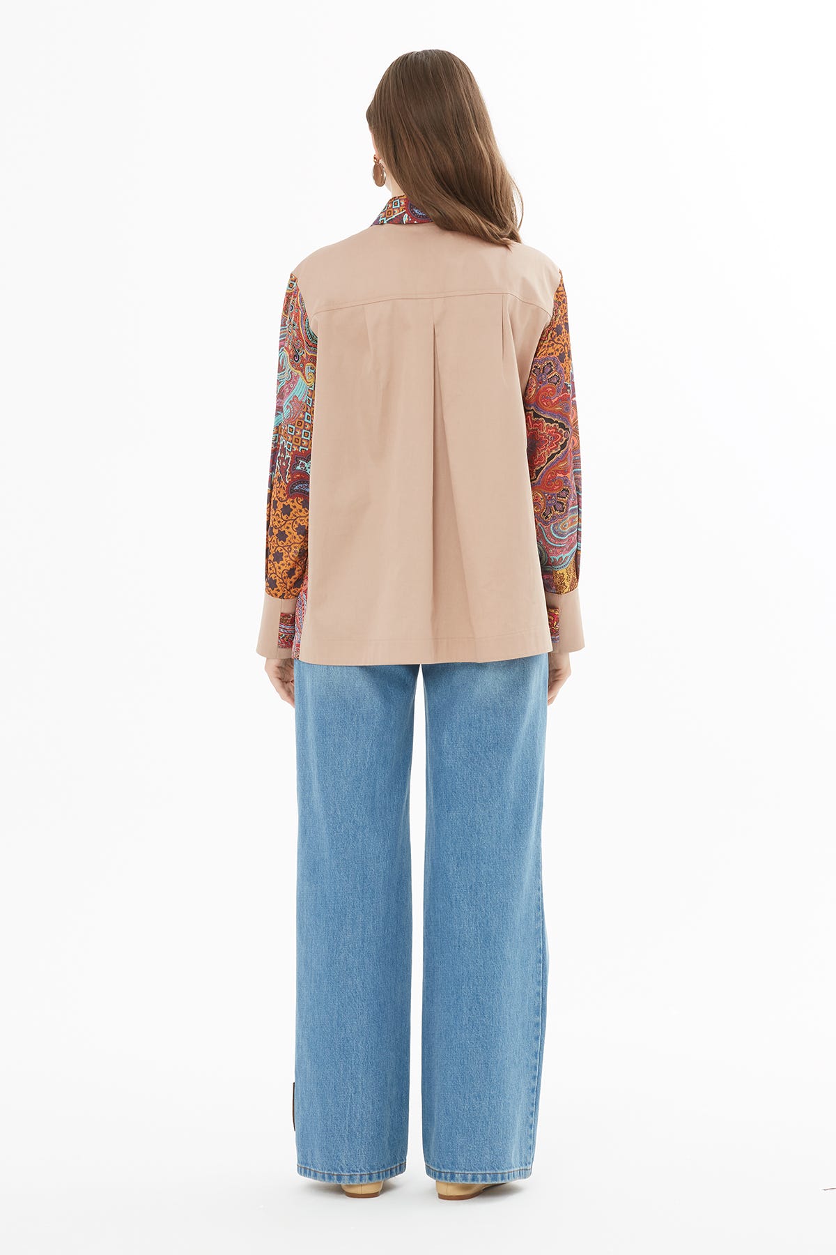 Gömlek Yakalı Arkası Pile Detaylı Gömlek