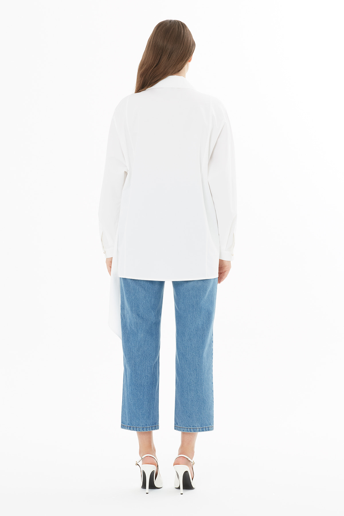 Uzun Kollu Manşetli Ön Solda Aller Parçalı Gömlek