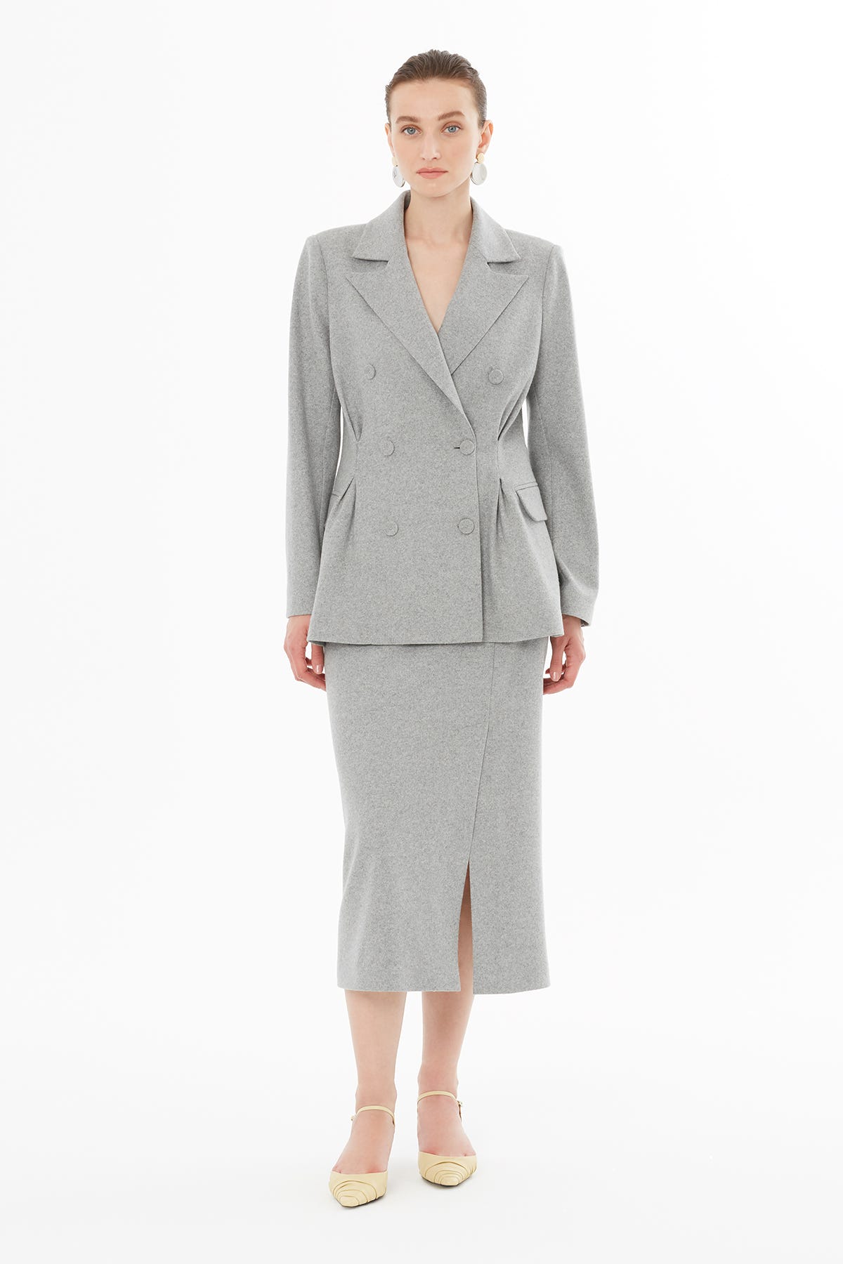 Erkek Yakalı Kruvaze Düğme Kapamalı Ceket