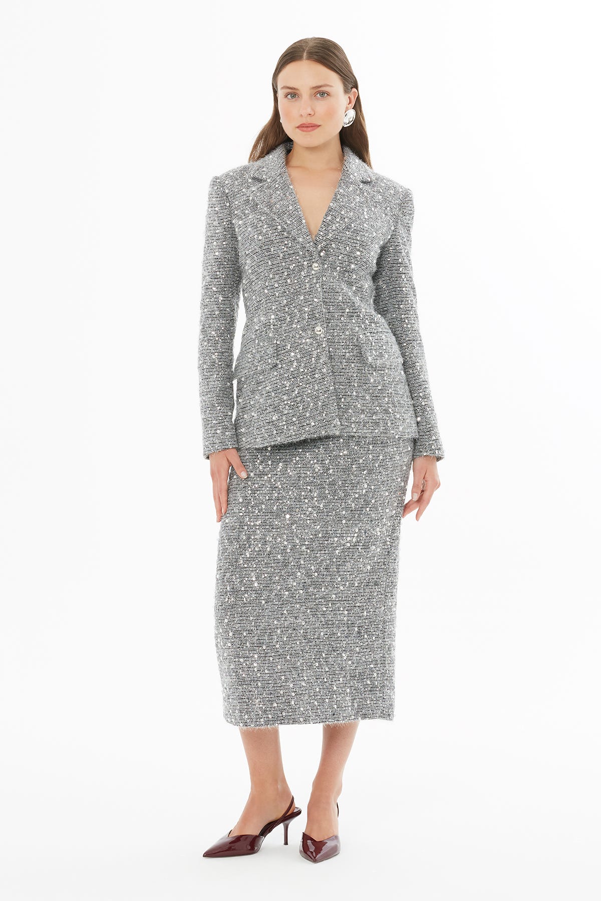 Erkek Yakalı Önden Düğmeli Cepli Ceket