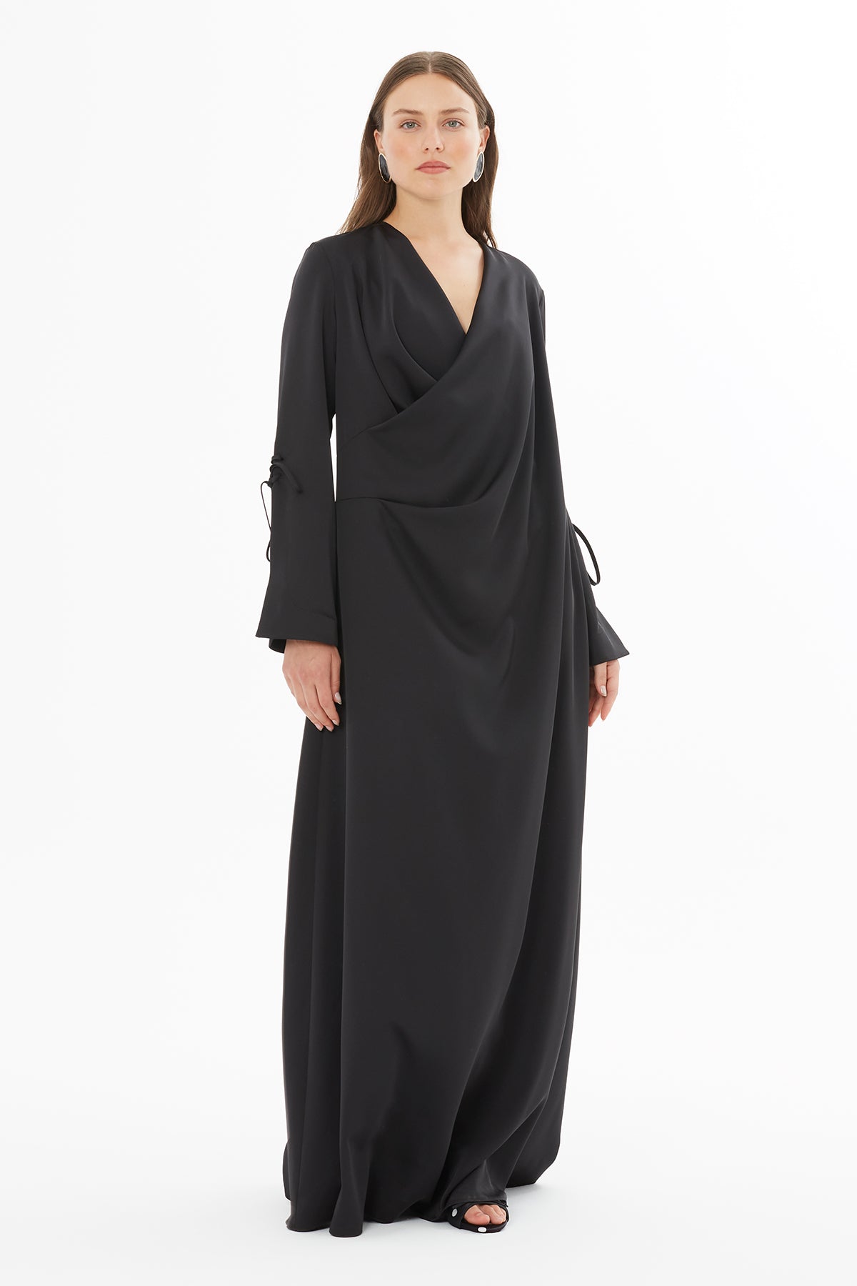 Degaje Yaka Uzun Kol Elbise