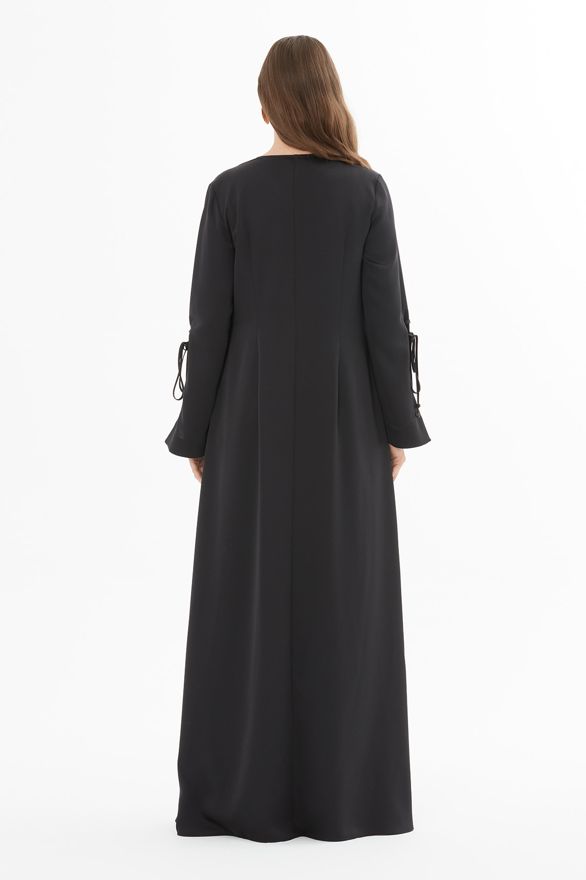 Degaje Yaka Uzun Kol Uzun Elbise