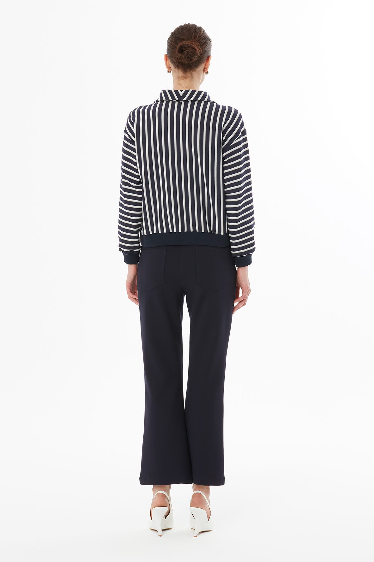 Gömlek Yakalı Fermuarlı Cep Detaylı Bluz