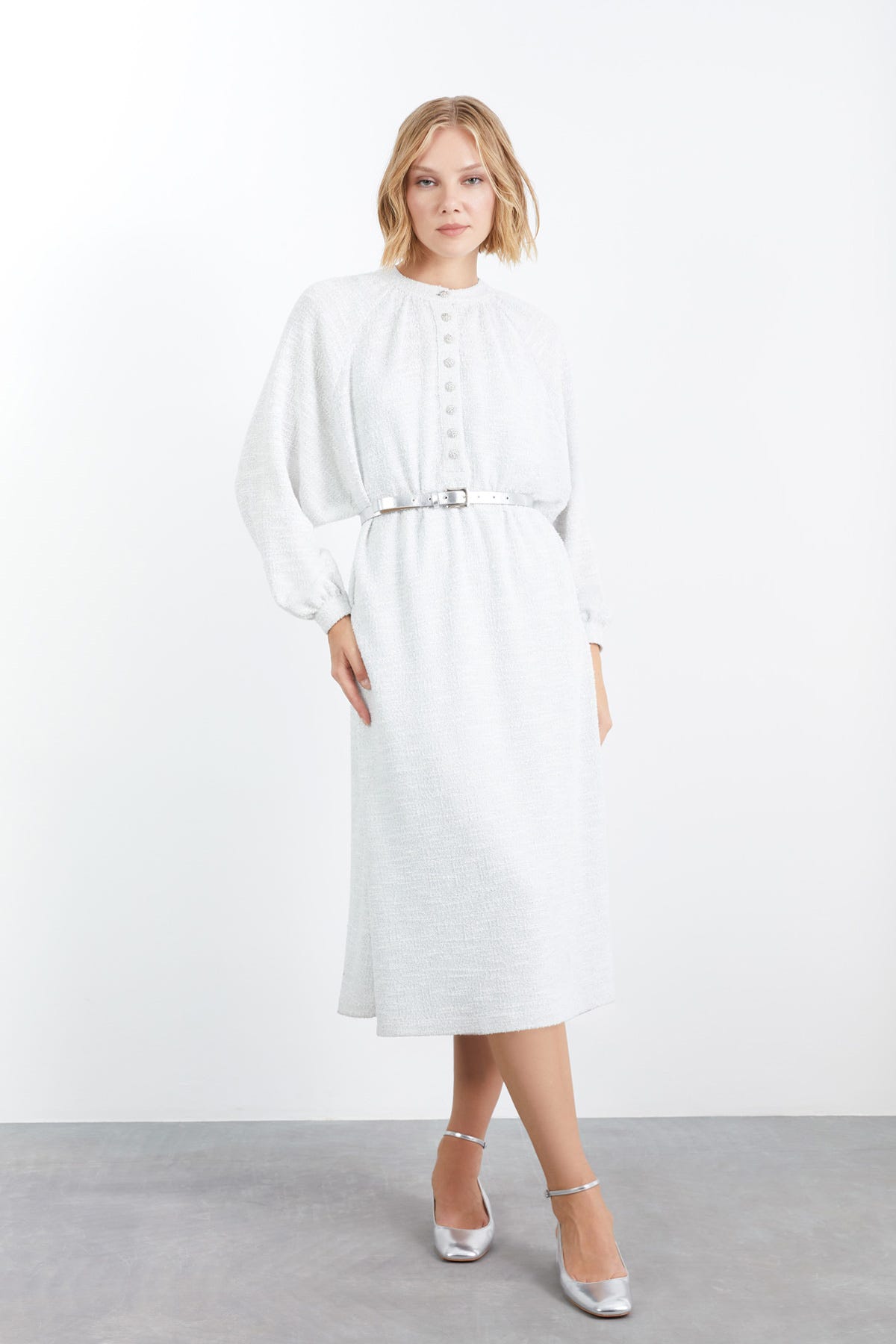 Reglan Kollu Midi Boy Elbise