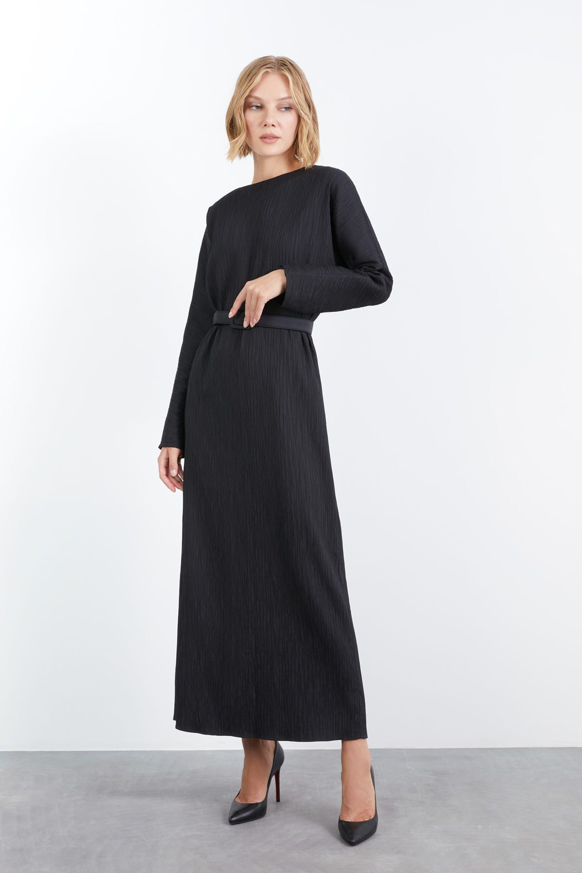 Maxi Boy Arkası Yırtmaçlı Elbise