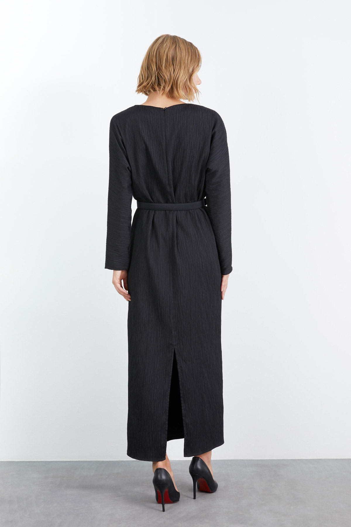 Maxi Boy Arkası Yırtmaçlı Elbise