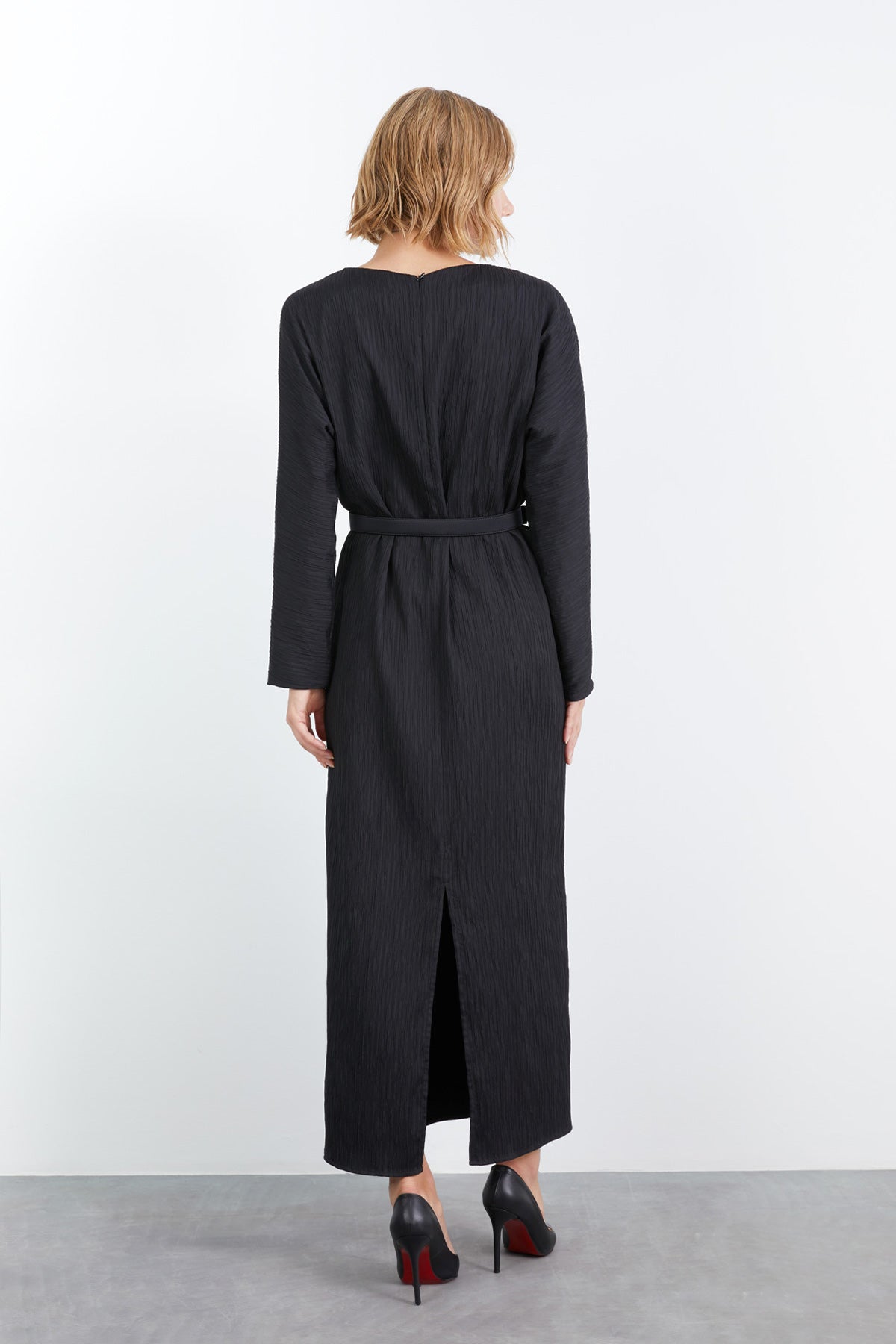 Maxi Boy Arkası Yırtmaçlı Elbise