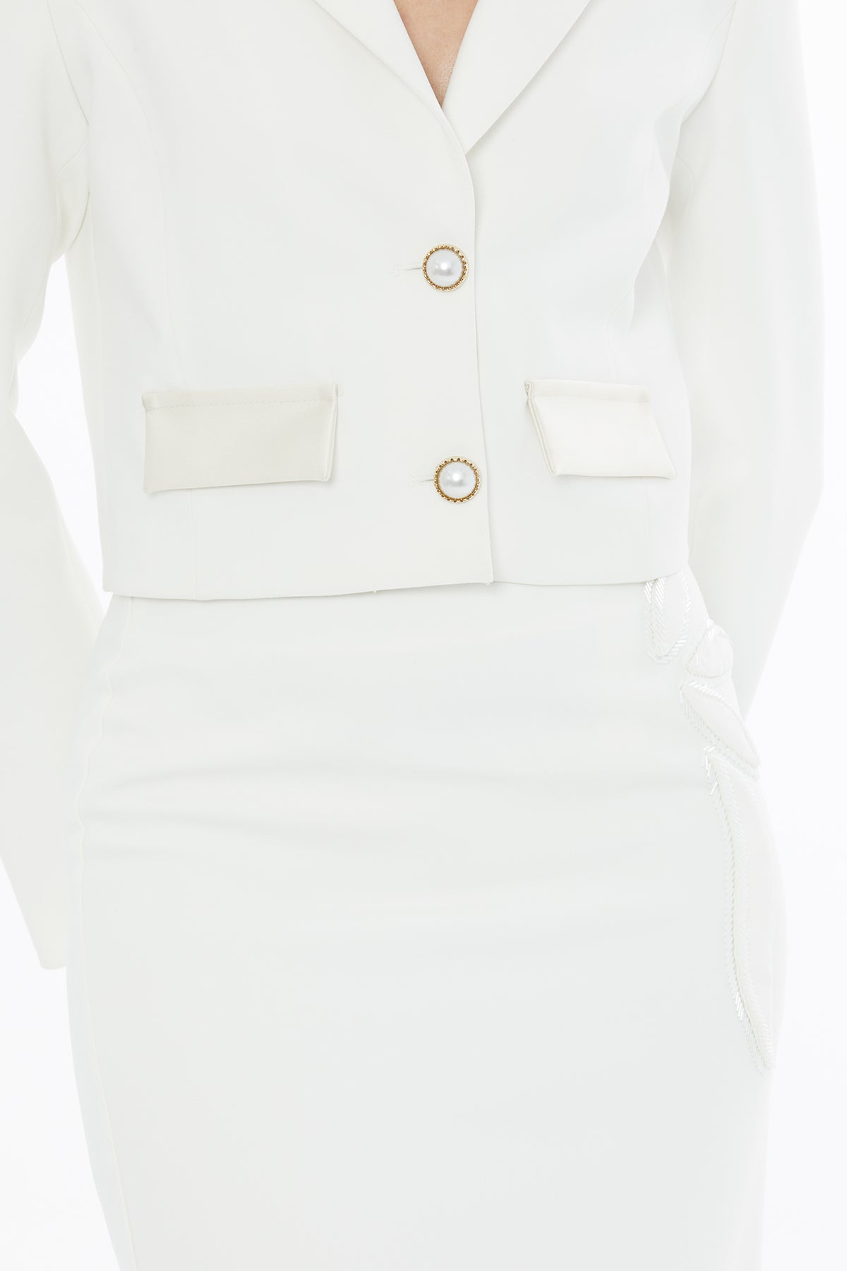 Arkadan Yırtmaçlı Önü Bocuk İşleme Detaylı Etek