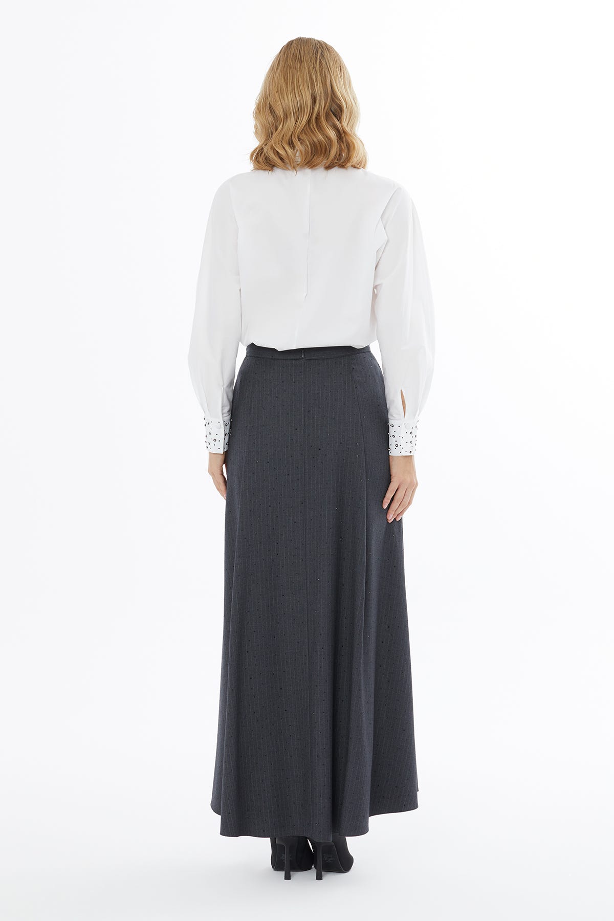 Arka Ortadan Fermuarlı Kloş Etek