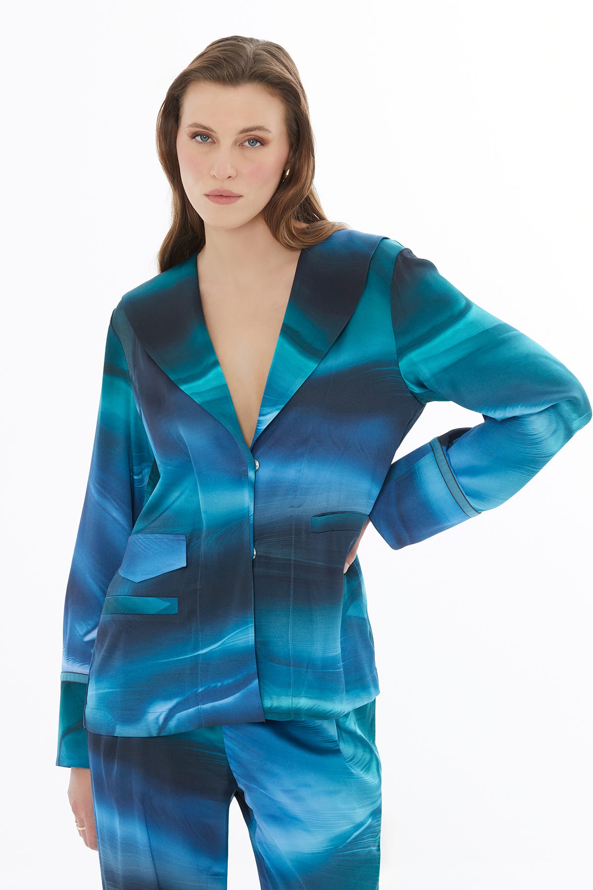 Fileto Cep Detaylı Şal Yakalı Ceket