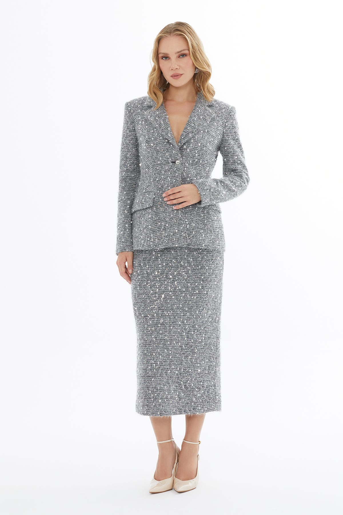 Erkek Yakalı Önden Düğmeli Cepli Ceket