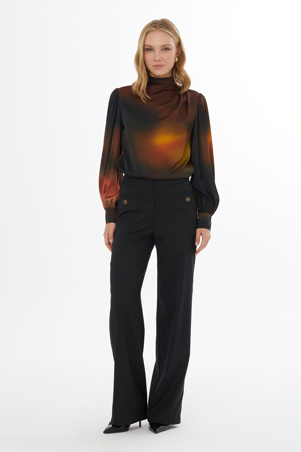 Önü Pili Detaylı Dokuma Pantolon