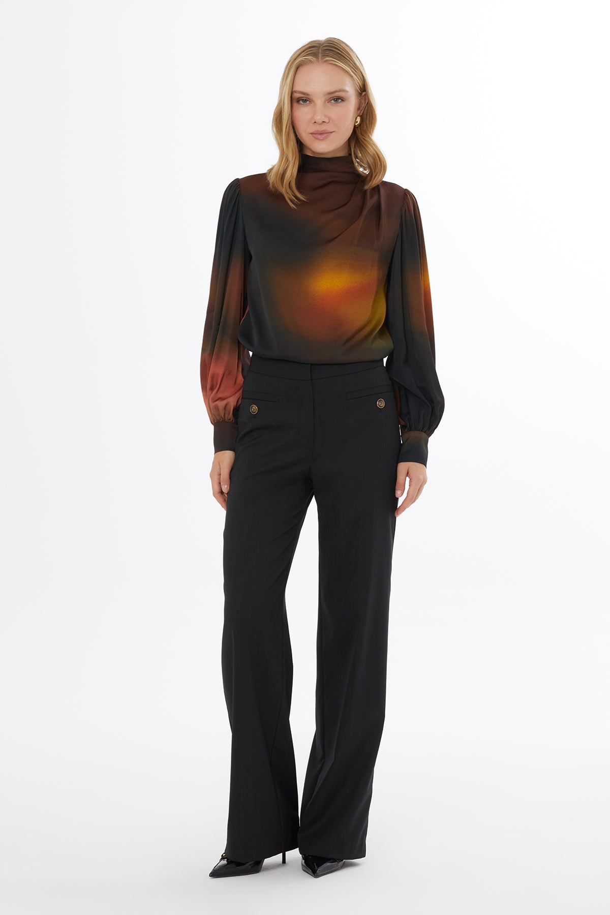 Önü Pili Detaylı Dokuma Pantolon