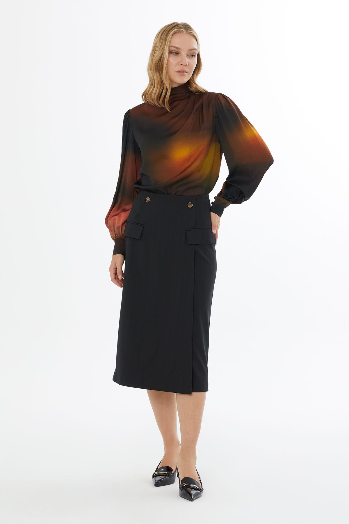 Fermuar Kapamalı Cepli Etek