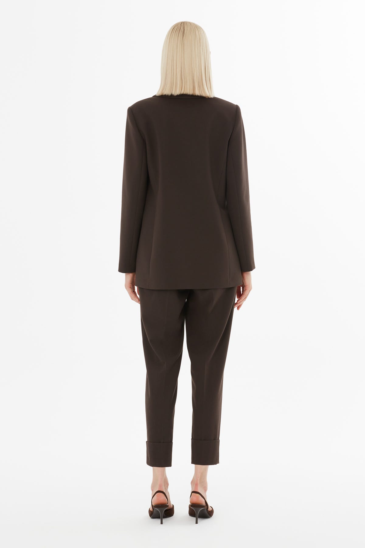 Metal Düğmeli Duble Paçalı Beli Lastikli Pantolonlu Takım