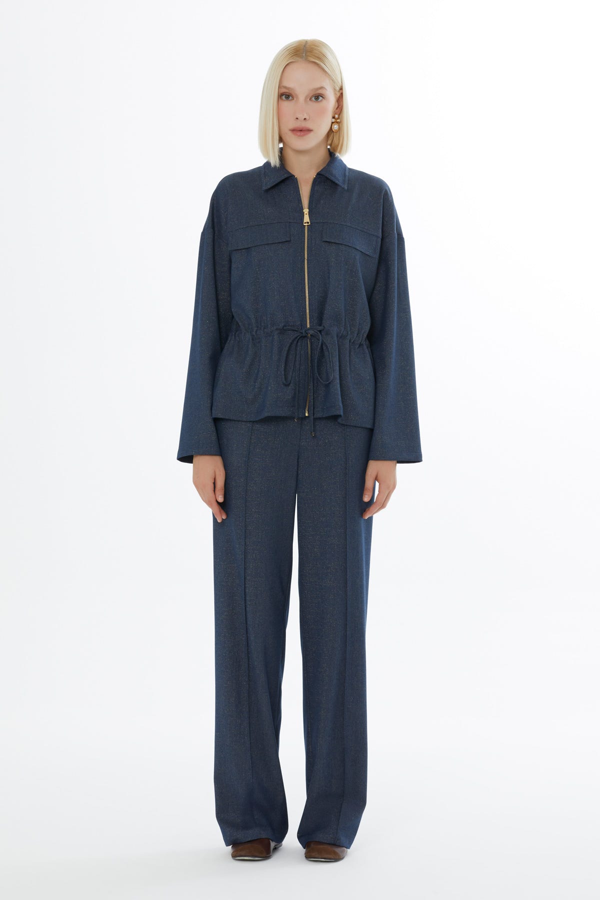 Önü Fermuar Kapamalı Beli Lastikli Takım