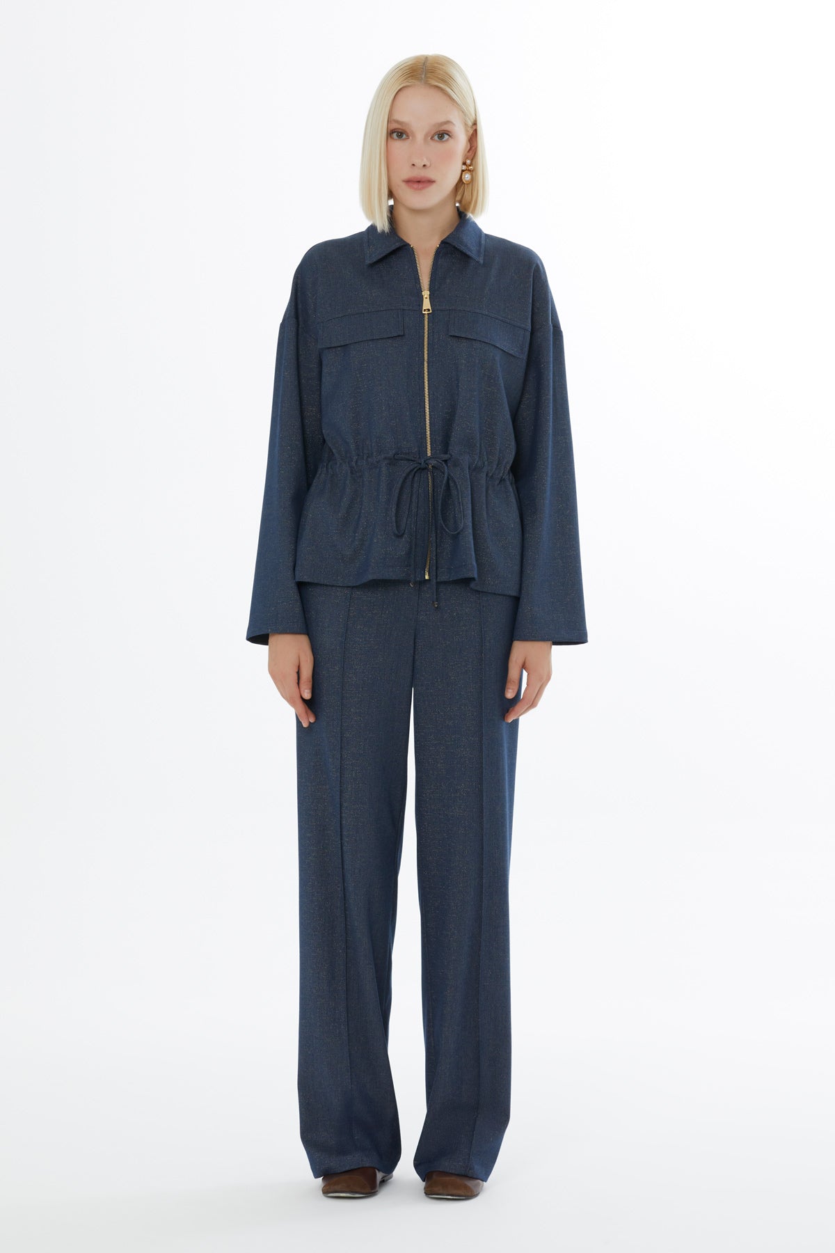 Önü Fermuar Kapamalı Beli Lastikli Takım