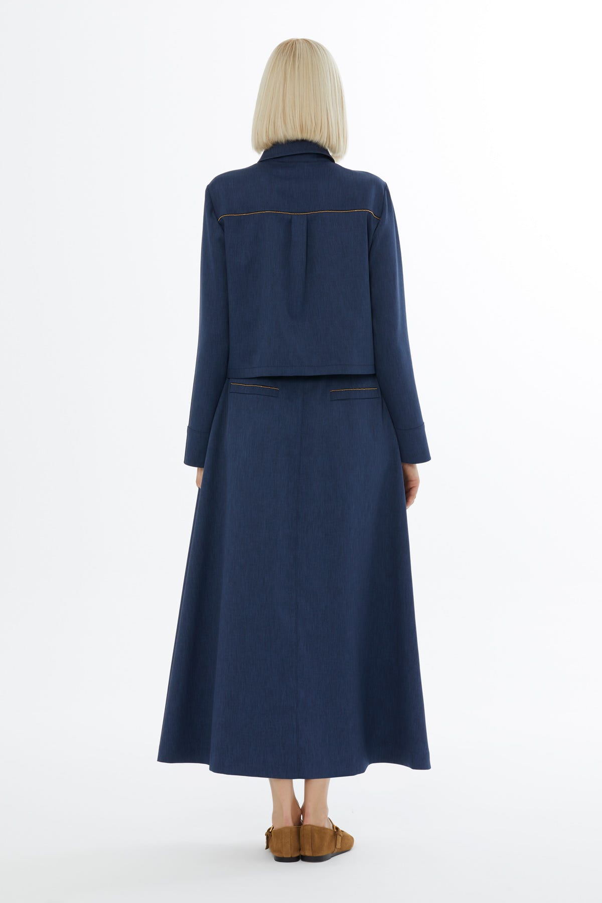 Gömlek Ve Kemerli Kanca Midi Boy Etekli Takım