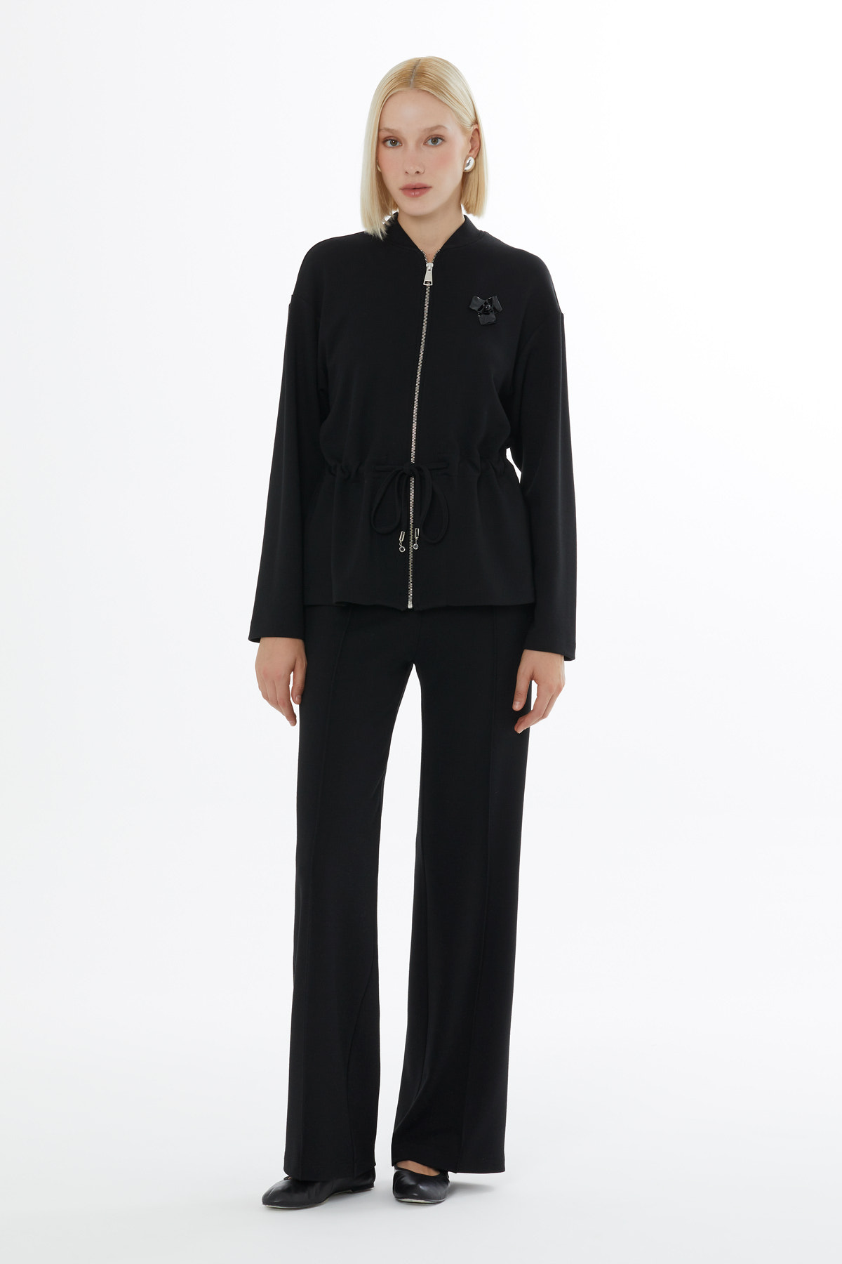 Fermuar Kapamalı Beli Lastikli Eşofman Takımı