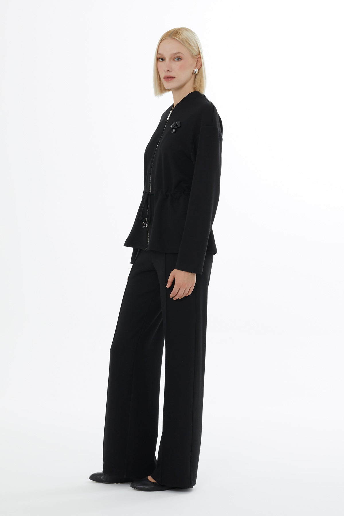 Fermuar Kapamalı Beli Lastikli Eşofman Takımı