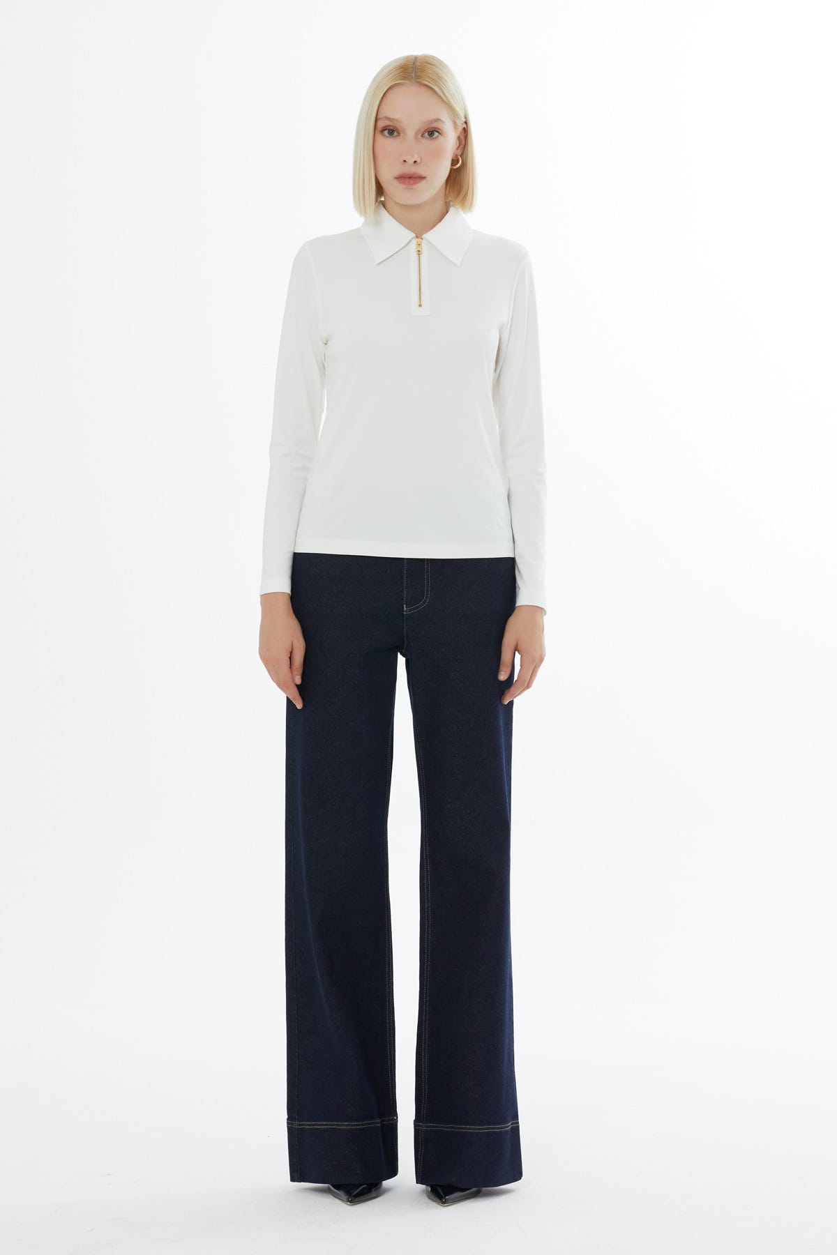 Fermuar Detaylı Polo Yaka T-Shirt