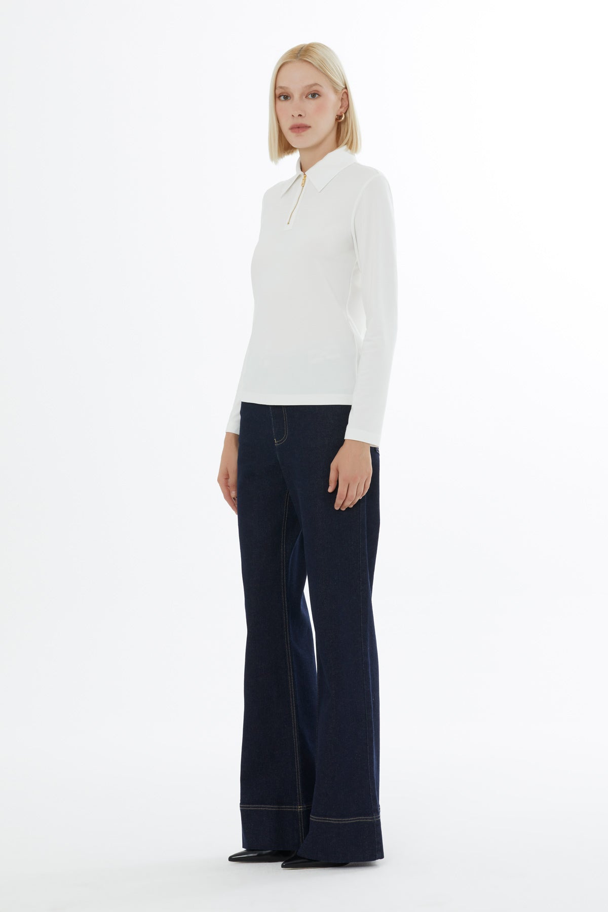 Fermuar Detaylı Polo Yaka T-Shirt