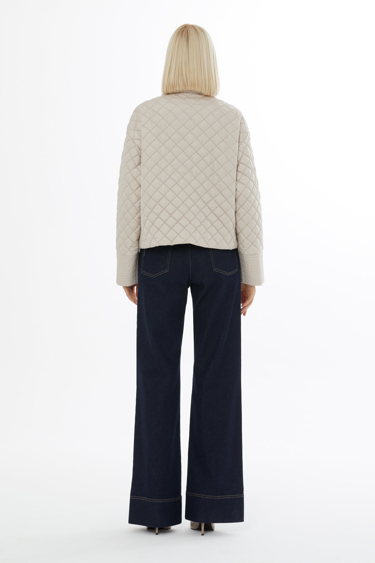 Yakalı Fermuar Kapamalı Çıtçıtlı Kapitone Mont