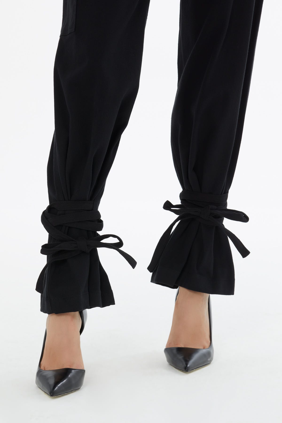 Yüksek Bel Rahat Kesim Siyah Pamuk Pantolon