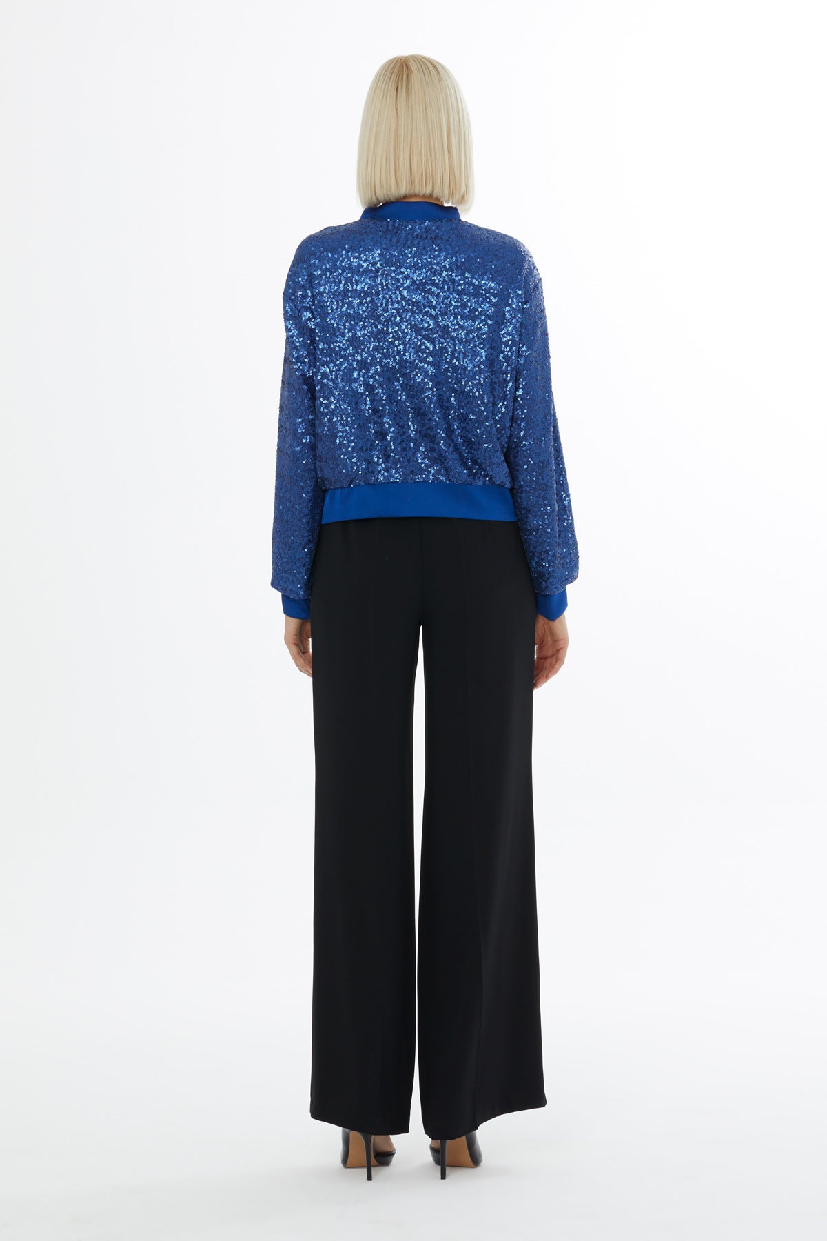 Önü Metal Fermuarlı Pul Payet Bomber Ceket