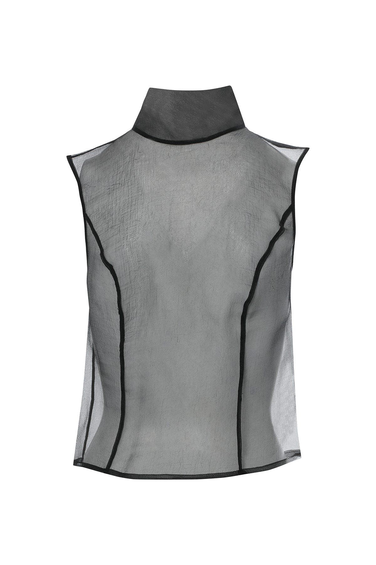 Boğazlı Transparan Organze Siyah Bluz