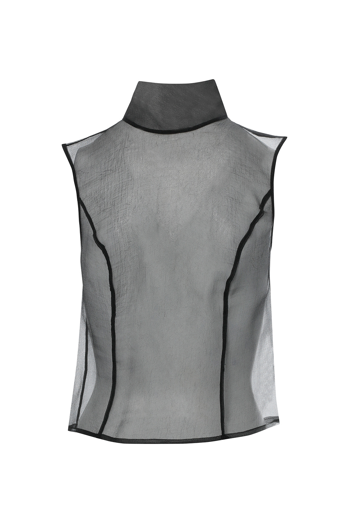 Boğazlı Transparan Organze Siyah Bluz