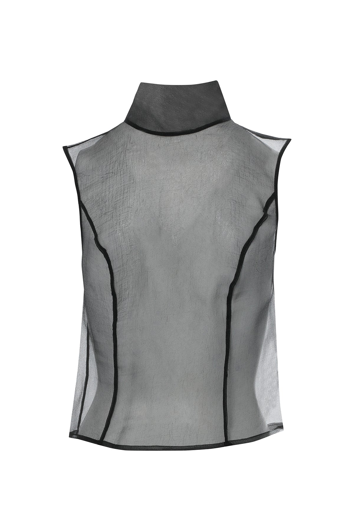 Boğazlı Transparan Organze Siyah Bluz