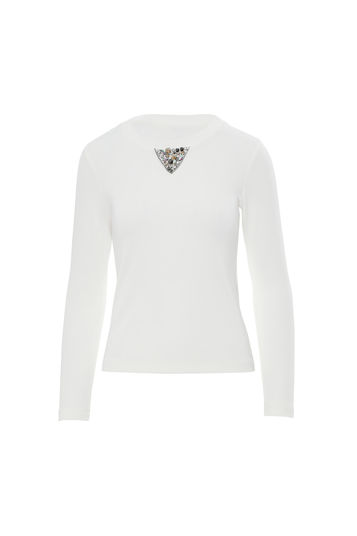 Taş Detaylı Ekru T-Shirt