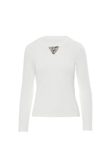 Taş Detaylı Ekru T-Shirt